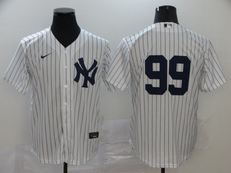 Men New York Yankees #99 No name White stripes Nike Game MLB Jerseys